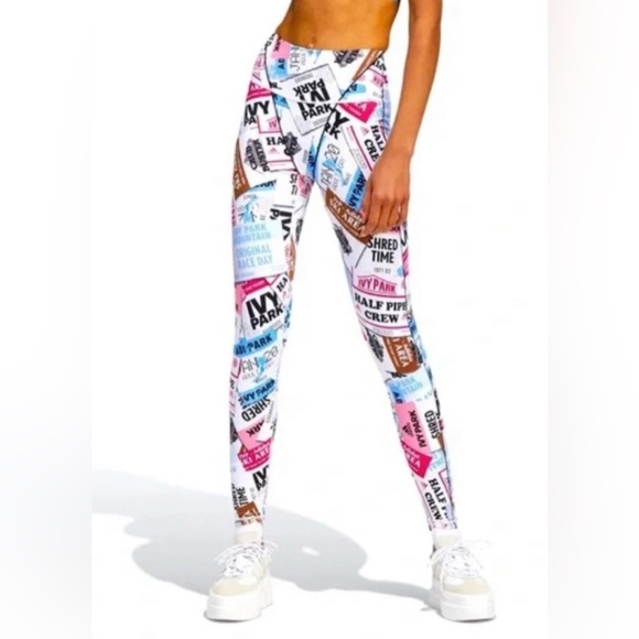 Adidas X /Ivy Park! high rise ski tag legging/tight multi coloured prints Small - Picture 16 of 17